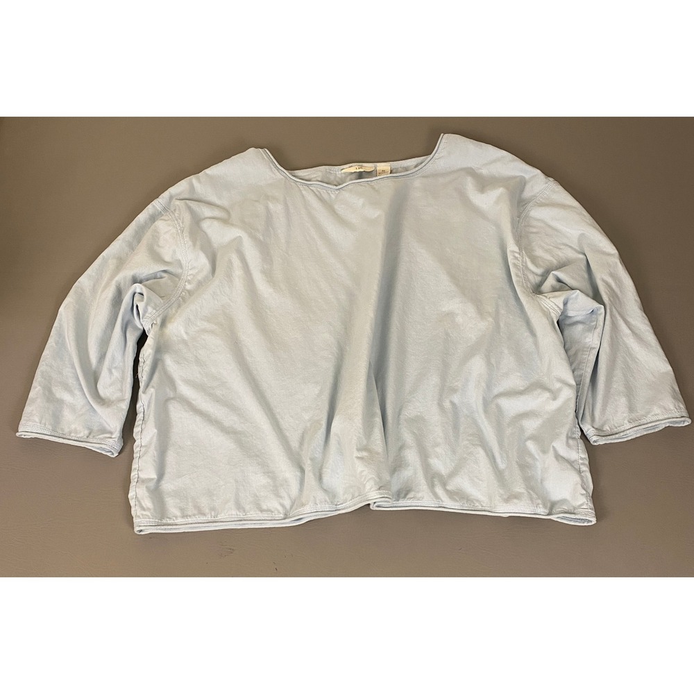 J. Jill Top Women's Plus 4X Light Blue 100% Cotton 3/4 Sleeve Boxy Scoop *Flaw*